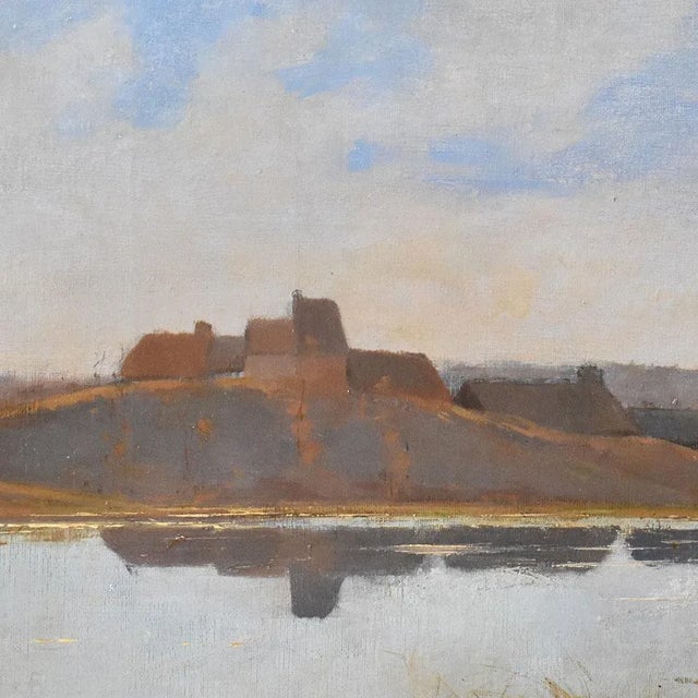 Louis-René Boulanger, River Landscape with Village, 19th Century, Oil on Canvas, Framed For Sale - Image 4 of 11