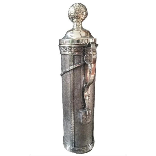 1920s Antique Novelty Silver Plated 'Golf Bag' Cocktail Shaker Set with Glasses C.1920 For Sale - Image 5 of 7