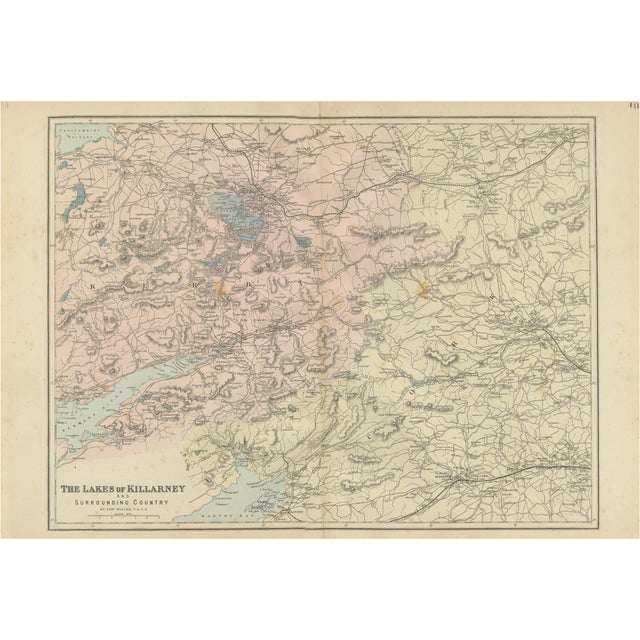 Antique Lakes of Killarney Map, 1885 For Sale