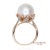 Early 21st Century 14k (585) Rose Gold Natural Brilliant Diamond and White Pearl Ring, Size 8 For Sale - Image 5 of 10