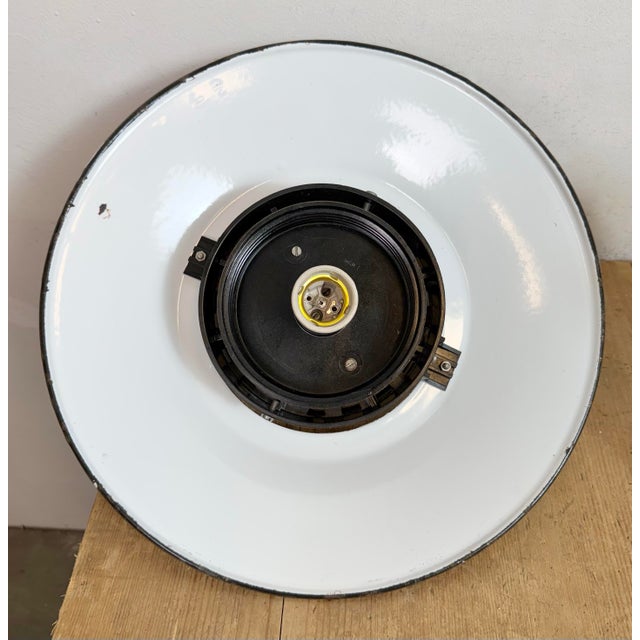 Industrial Grey Enamel Pendant Lamp with Milk Glass from Elektrosvit, 1960s For Sale - Image 14 of 18