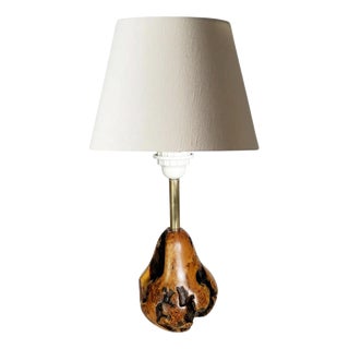 Olive Wood Table Lamp, France, 1960s For Sale