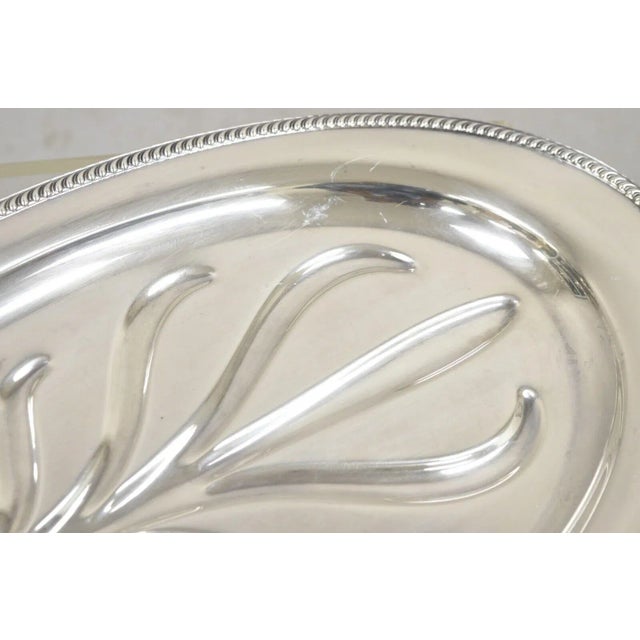 Vintage Community Plate English Regency Silver Plated Oval Meat Cutlery Serving Platter For Sale In Philadelphia - Image 6 of 11