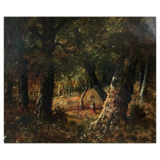 René Gourdon, Peasant Woman in the Forest, Oil on Canvas For Sale