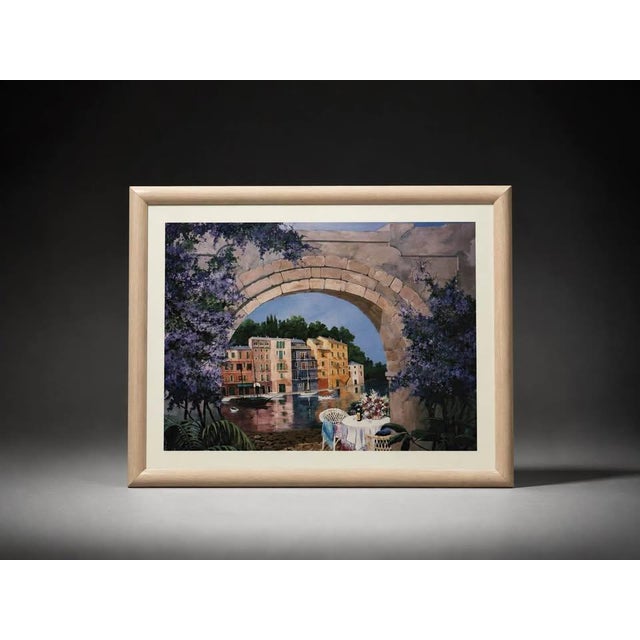 Mediterranean Mediterranean Archway Waterfront Framed Wall Art For Sale - Image 3 of 4