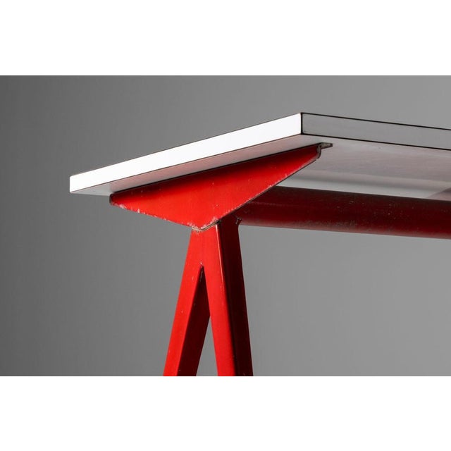 Blue 512 Compass Table Red by Jean Prouvé, France, 1953 For Sale - Image 8 of 18