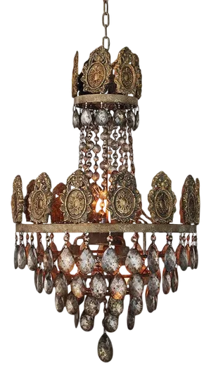 Brass Carved Chandelier