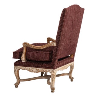 19th Century France Louis XIV Burgundy Wood Armchair For Sale