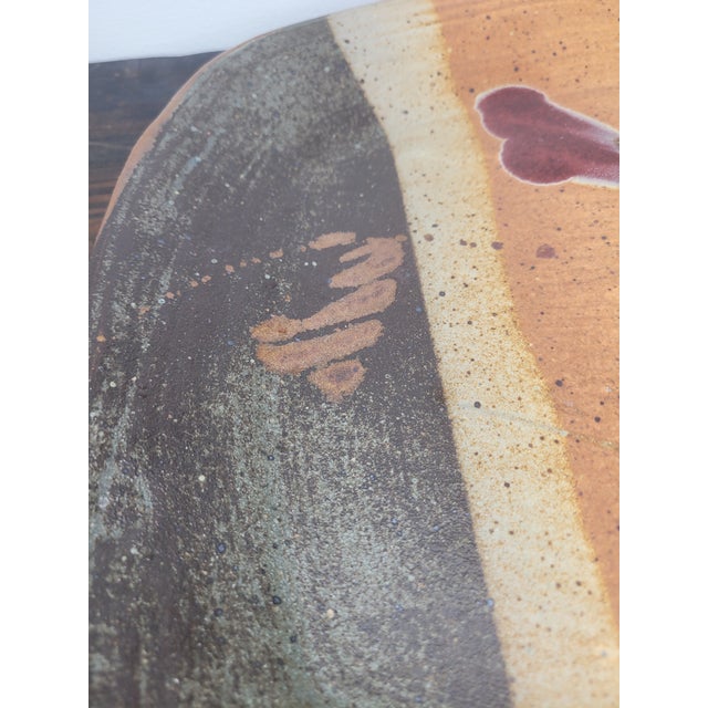 Late 20th Century Late 20th Century Large Studio Art Pottery Platter With Oxblood Floral Motif For Sale - Image 5 of 12