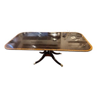 1940s Beacon Hill Mahogany Single Pedestal Dining Table on Brass Castors For Sale
