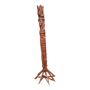 Very Large 19th Century North-Western Indian Style Carved Wood Totem Pole