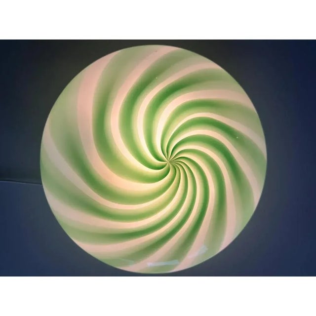 Mid-Century Modern Italian Clear Green Swirls Wall Sconce in Murano Glass by Simoeng For Sale - Image 3 of 8