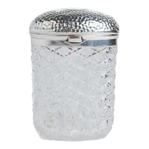 Early 20th Century Victorian Style Cut Crystal Perfume Bottle With Sterling Silver Lid