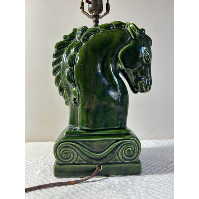 Ceramic Vintage Art Deco Royal Haeger Double Horse Head Pottery Table Lamp For Sale - Image 7 of 12
