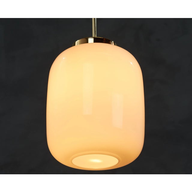 Mid-Century Danish White Glass and Brass Pendant Lamp, 1960s For Sale - Image 6 of 9