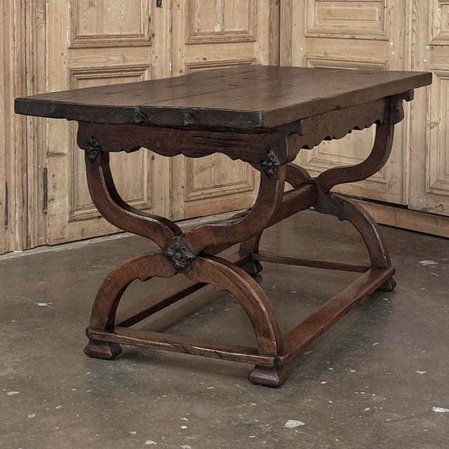 18th Century Spanish Oak Trestle Table ~ Console ~ Library Table For Sale - Image 12 of 18