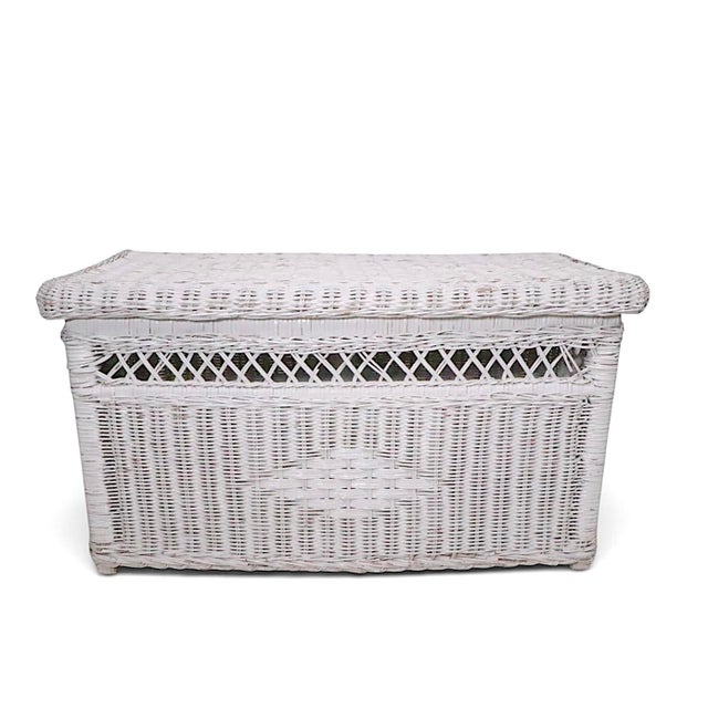 Mid 20th Century Vintage Wicker Trunk For Sale - Image 5 of 11