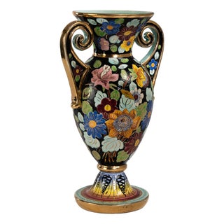 Mid 20th Century French Black Ceramic Mid-Century Modern Vallauris Amphora For Sale