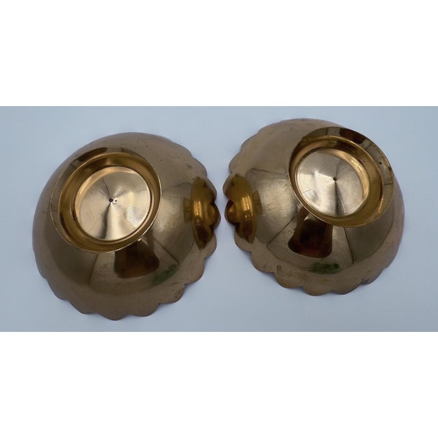 Pair of Boho Brass & Pink Enameled Lotus Bowls by Sarreid Ltd. For Sale - Image 9 of 9