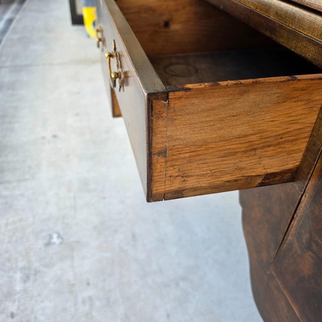 Antique Walnut Highboy Dresser Desk With Pullout Writing Surface For Sale - Image 10 of 18