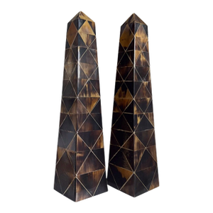 Pair of Mid Century Modern Horn Mosaic Obelisks
