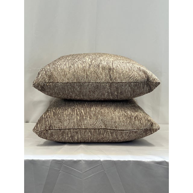 Handcrafted 20”x20” pillows in Harwood Toile du Jouy attributed to Cowtan and Tout. Brown print on cream background cotton...