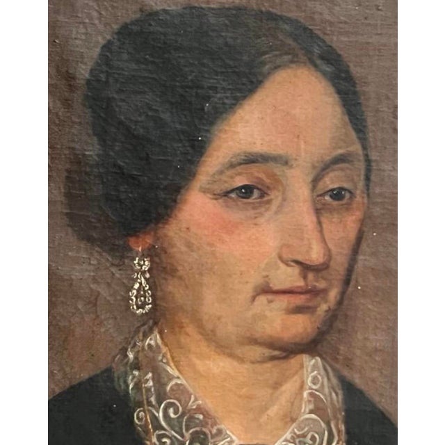 Anonimo, Female Portrait, Spain, 1850, Oil on Canvas For Sale - Image 6 of 11