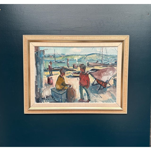 Nils Sewerin, Harbour, 1950s, Oil Painting on Canvas, Framed For Sale - Image 14 of 18