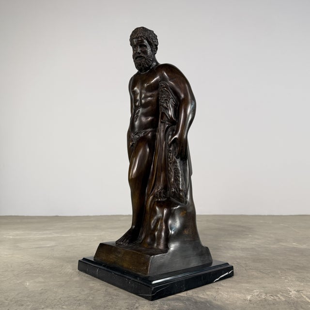 Bronze Hercules Sculpture After Farnese – Classical Weary Heracles, 24” Tall For Sale - Image 4 of 11