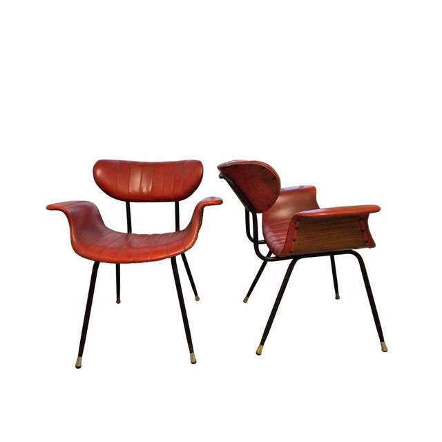 Mid-Century Modern Italian Armchairs by Gastone Rinaldi for Rima, 1950s, Set of 2 For Sale - Image 3 of 16