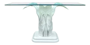 Sculptural Hollywood Palm Regency Entry Hall Console Table Tropical Banana Leaf
