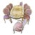French Rococo Style Pink and White Dining Table and Chairs - Set of 9 For Sale