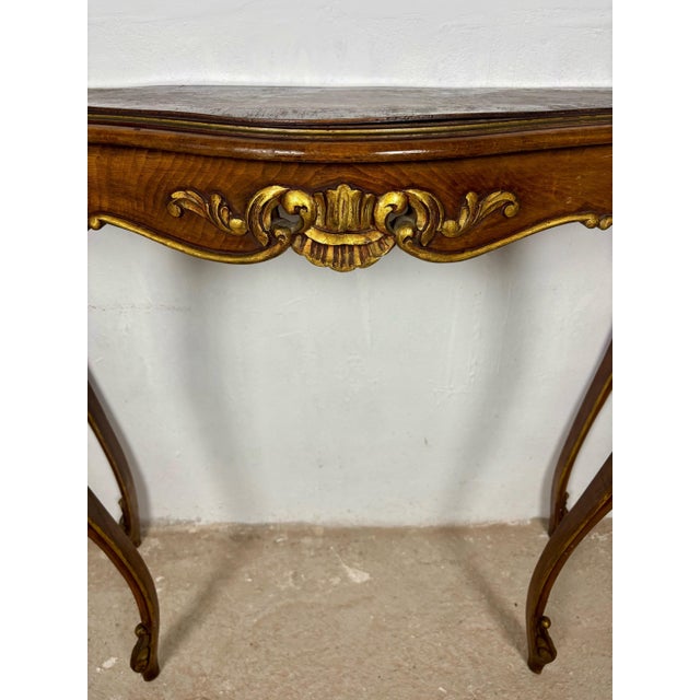 1930s French Louis XV Style Walnut Console Table, 1930s For Sale - Image 5 of 11
