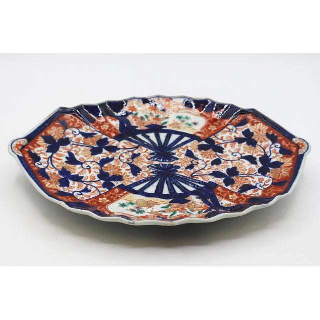 Ceramic Circa 1860s Japanese Double Fan Motif & Shape Imari Chop Plate For Sale - Image 7 of 7