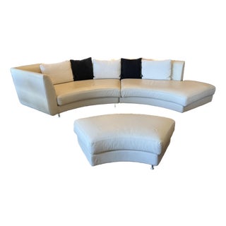 Giovanni Erba Serpentine Leather Sectional, Ivory For Sale