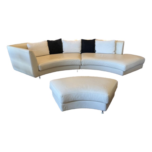 Giovanni Erba Serpentine Leather Sectional, Ivory For Sale