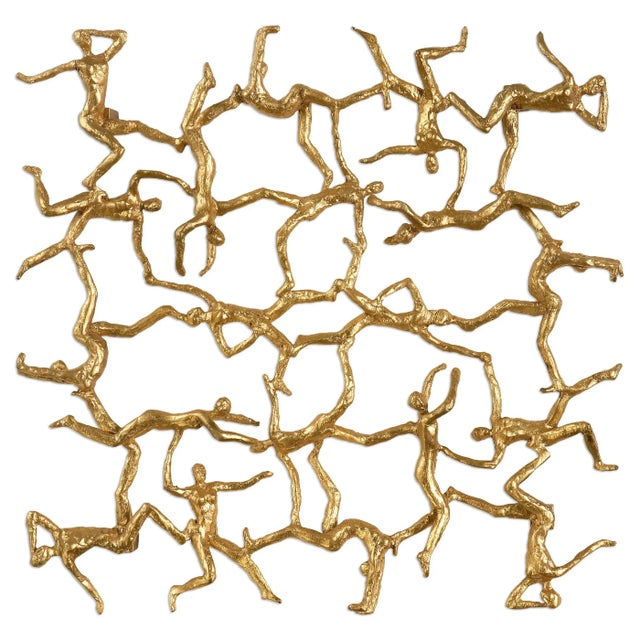 2020s Uttermost Golden Gymnasts Wall Square For Sale - Image 5 of 6