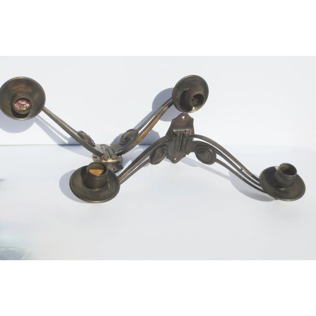 Art Deco Pair of Art Deco Bronze Piano Sconces Circa 1930s - Pair of 2 For Sale - Image 3 of 4
