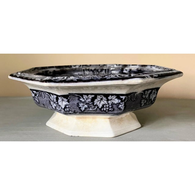 Ceramic 1841 Antique J. Goodwin Longton Montezuma Black Ironstone Octangle Bowl For Sale - Image 7 of 8