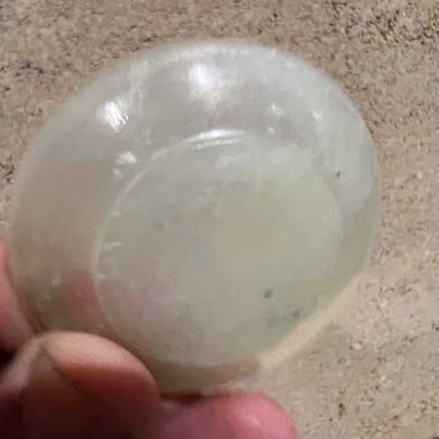 AMBIANIC presents Antique Chinese Carved pair of Jade Plates very small saucer set of 2 2 diameter x .38 H Original...