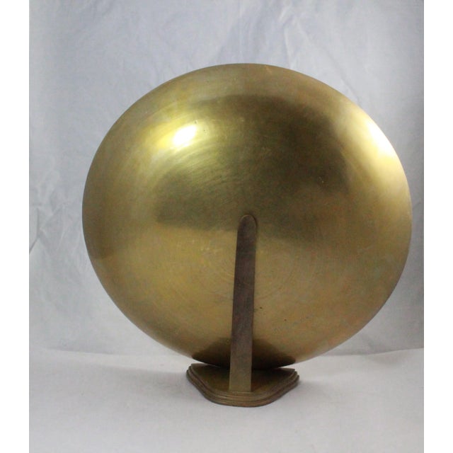 This oriental brass bowl is 14 1/4" across, sits 4" above the table top You could pile some fruit into this, but the...