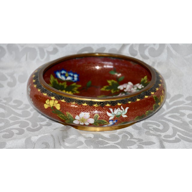 Red Chinese Cloisonne Round Squat Form Bowl Xuande Mark For Sale - Image 8 of 8