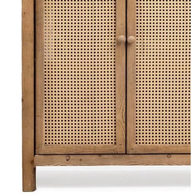 Mid-Century Modern Rattan Cane Door Sideboard For Sale - Image 3 of 4