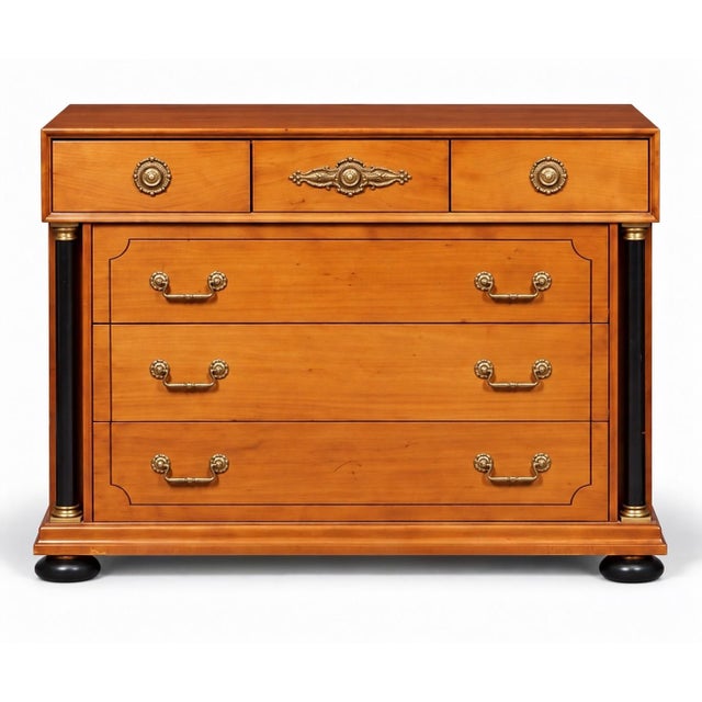 This is a pair of mid-century Biedermeier style maple and ebonized chests by Bethlehem Furniture. The are very large and...