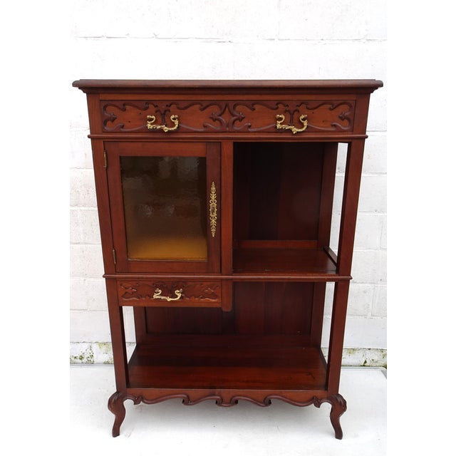1920s Art Nouveau Small Cabinet Display with Glass, 1920s For Sale - Image 5 of 18
