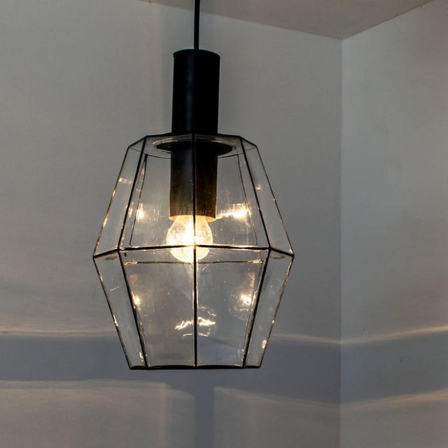 Geometric Iron and Clear Glass Hanging Light from Limburg, 1960 For Sale - Image 13 of 15