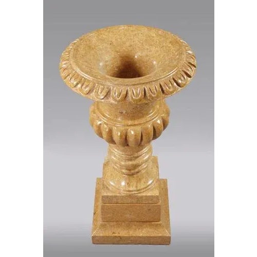 Yellow 20th Century Beige Marble Crater Vase For Sale - Image 8 of 9