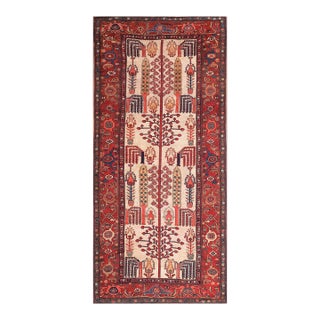 Charming Ivory Background and Red Border With Allover Pattern Antique Persian Rug For Sale