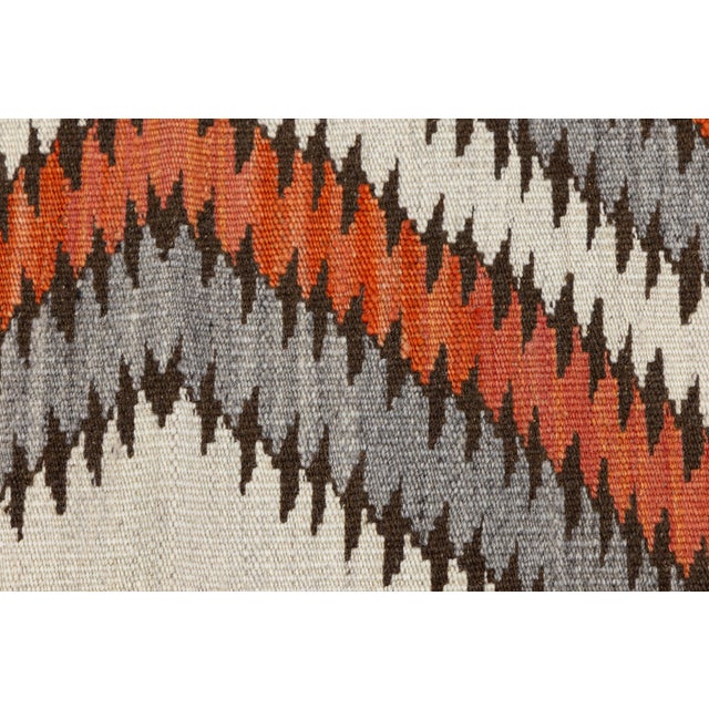 Contemporary Modern Navajo Style Wool Rug – Terracotta, Grey, & Ivory Chevron For Sale In New York - Image 6 of 8