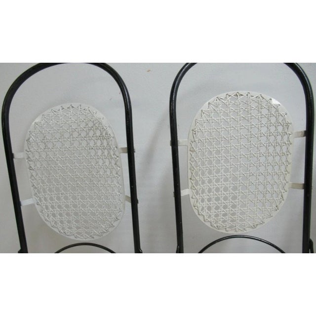Metal 4 French Regency Cane Back Wrought Iron Dining Room Side Chairs Coleman Kalick For Sale - Image 7 of 12